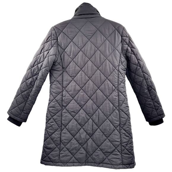 Banana Republic Factory Black Quilted Lined Long Winter Coat Women's Size XS - Picture 2 of 7
